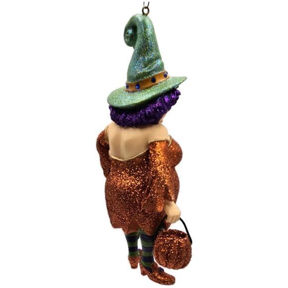 Which Witch Zelda Cat Orange Dress Halloween Tree December Diamonds Ornament - Picture 11 of 11